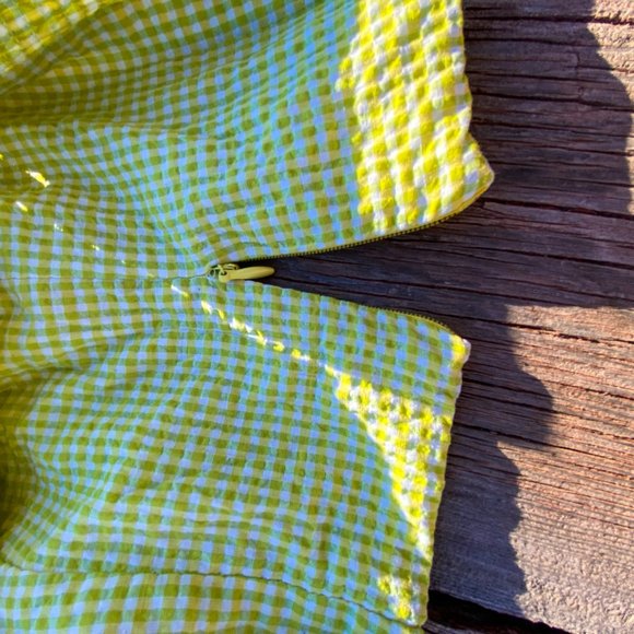 ZARA GINGHAM LIME GREEN CROP TOP - Picture 4 of 10